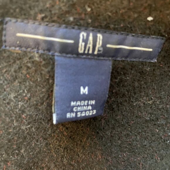 Gap red black plaid flannel mid length button down collared 3/4 sleeve coat M - Picture 8 of 10